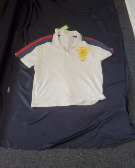 La Martina tricou alb cu guler, mărimea 3