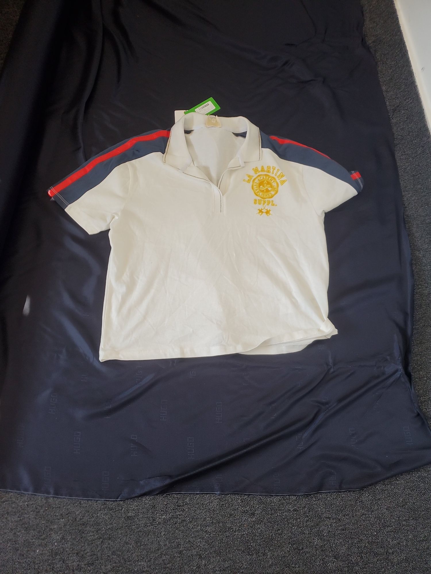 La Martina tricou alb cu guler, mărimea 3